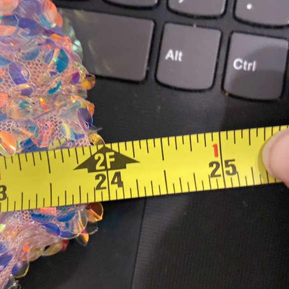 FREE PEOPLE - blouse: l/s w translucent sequins, lined, cowl draped rear - XL - Picture 7 of 16